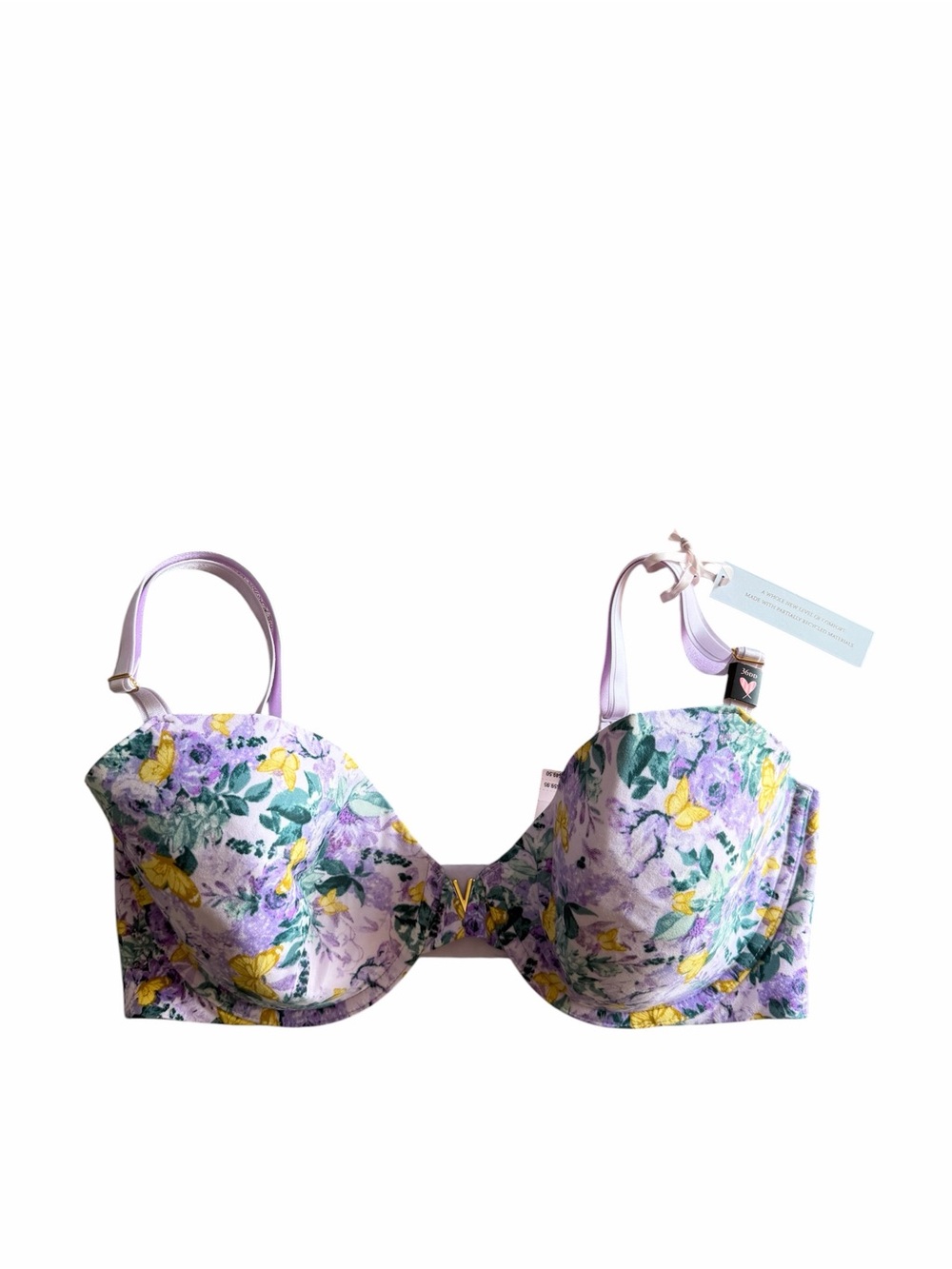 Victoria's Secret Women's Push-Up Freedom Cloud Purple Floral Butterfly Bra 36DD